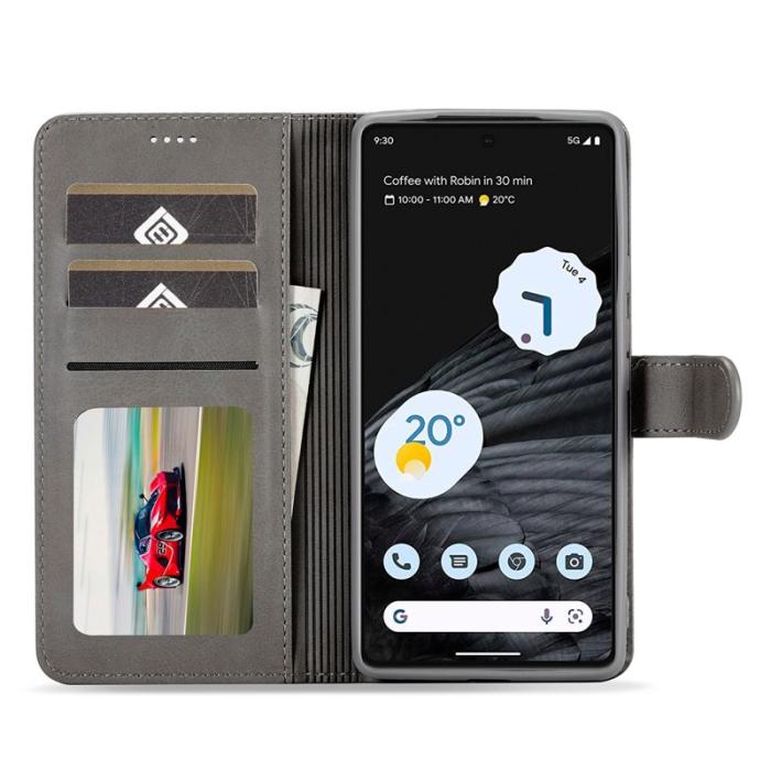 LC.imeeke - LC.IMEEKE Google Pixel 7 Pro Fodral Äkta läder - Grå