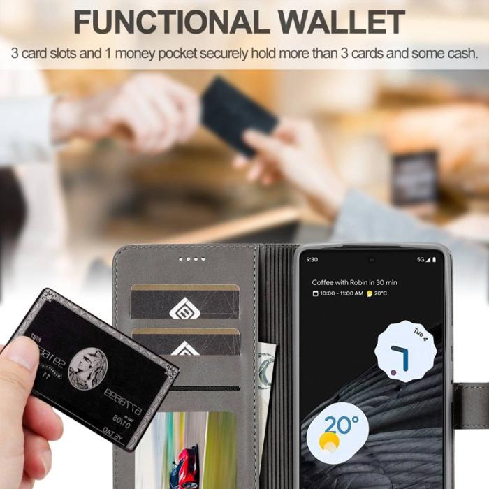 LC.imeeke - LC.IMEEKE Google Pixel 7 Pro Fodral Äkta läder - Grå