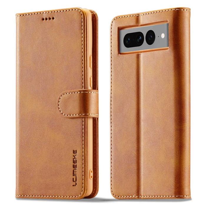 LC.imeeke - LC.IMEEKE Google Pixel 7 Pro Fodral Äkta läder - Ljusbrun