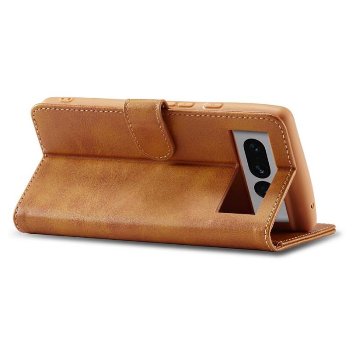 LC.imeeke - LC.IMEEKE Google Pixel 7 Pro Fodral Äkta läder - Ljusbrun