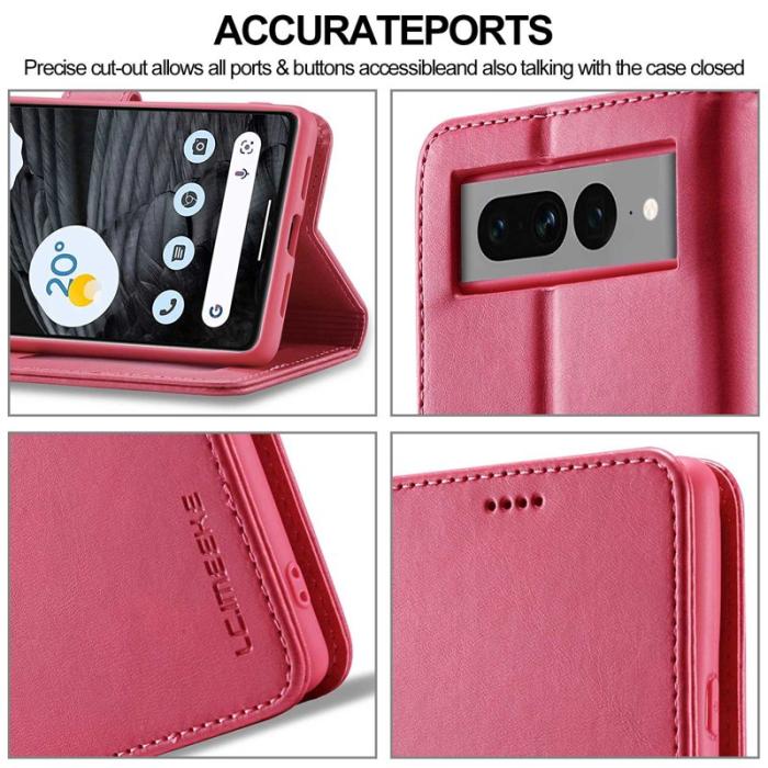 LC.imeeke - LC.IMEEKE Google Pixel 7 Pro Fodral Äkta läder - Rosa