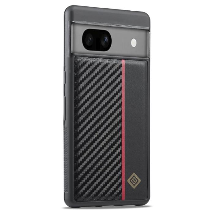 LC.imeeke - LC.IMEEKE Google Pixel 7a Fodral - Kolfiber PU Läder - Svart