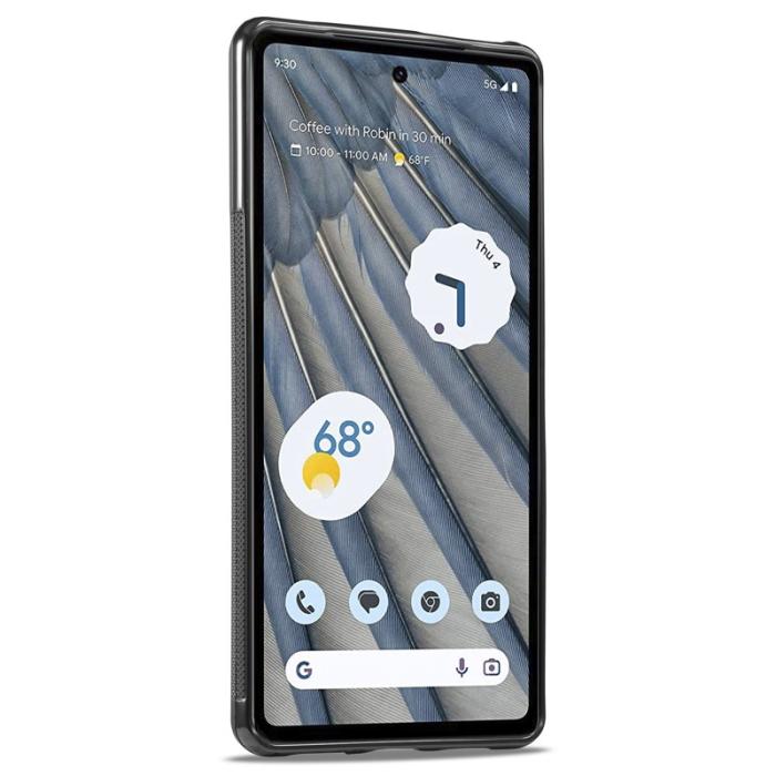 LC.imeeke - LC.IMEEKE Google Pixel 7a Fodral - Kolfiber PU Läder - Svart