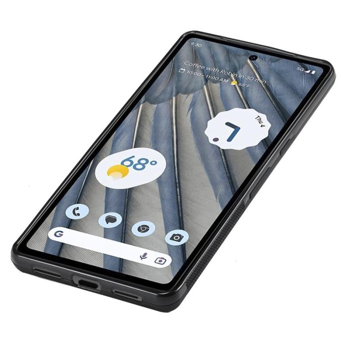 LC.imeeke - LC.IMEEKE Google Pixel 7a Fodral - Kolfiber PU Läder - Svart