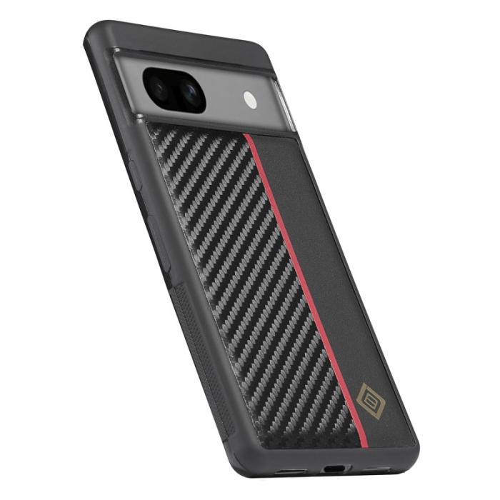 LC.imeeke - LC.IMEEKE Google Pixel 7a Fodral - Kolfiber PU Läder - Svart