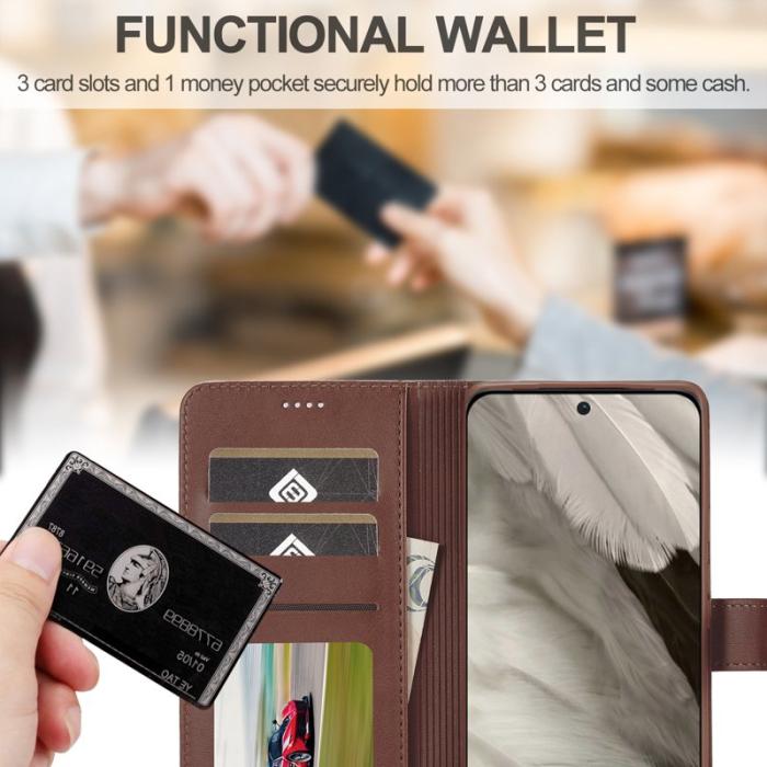 LC.imeeke - LC.IMEEKE Google Pixel 8 Plånboksfodral Konstläder - Brun