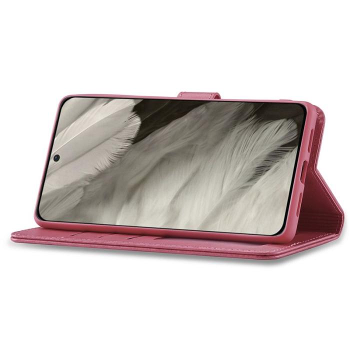 LC.imeeke - LC.IMEEKE Google Pixel 8 Plånboksfodral Konstläder - Kalvstruktur - Rosa