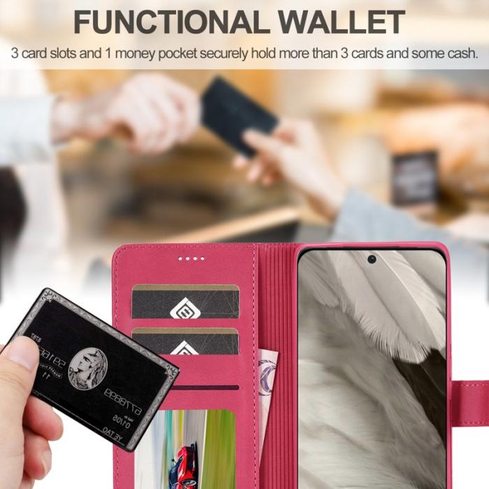 LC.imeeke - LC.IMEEKE Google Pixel 8 Plånboksfodral Konstläder - Kalvstruktur - Rosa
