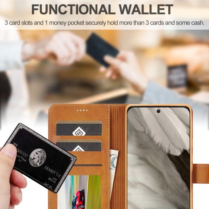 LC.imeeke - LC.IMEEKE Google Pixel 8 Plånboksfodral Konstläder - Ljusbrun