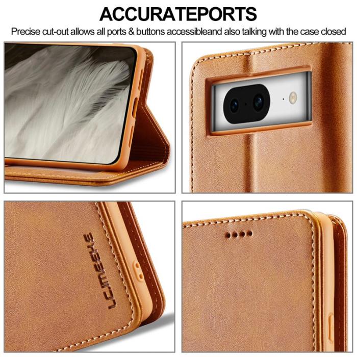 LC.imeeke - LC.IMEEKE Google Pixel 8 Plånboksfodral Konstläder - Ljusbrun