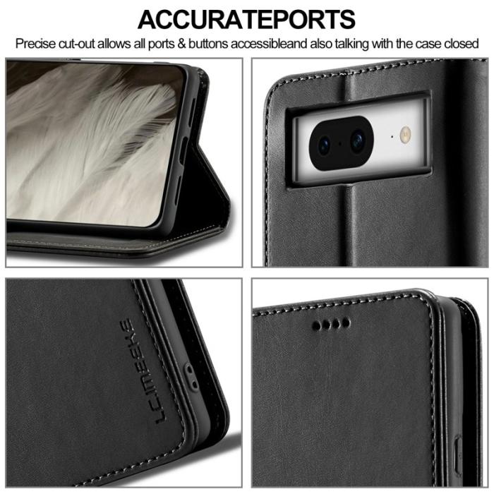 LC.imeeke - LC.IMEEKE Google Pixel 8 Fodral - PU Läder - Svart