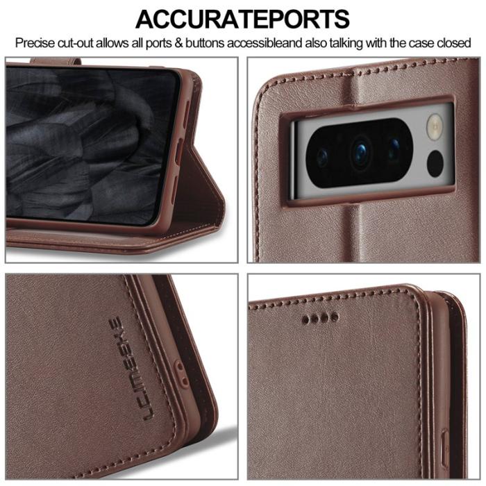 LC.imeeke - LC.IMEEKE Google Pixel 8 Pro Fodral PU Läder - Brun