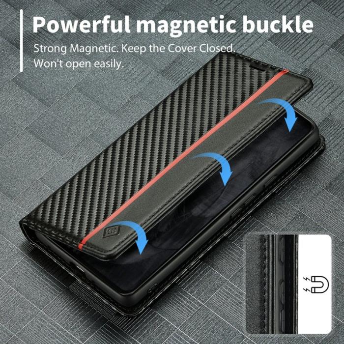 LC.imeeke - LC.IMEEKE Google Pixel 8 Pro Fodral PU Läder - Carbon Fiber - Svart