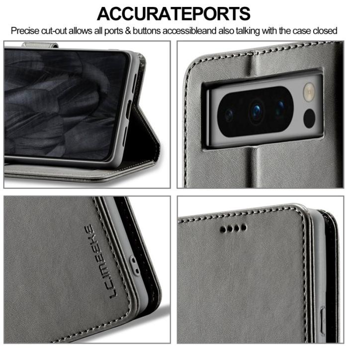 LC.imeeke - LC.IMEEKE Google Pixel 8 Pro Fodral PU Läder - Grå