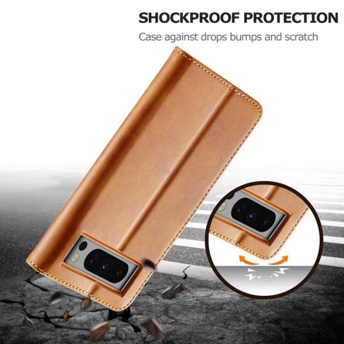 LC.imeeke - LC.IMEEKE Google Pixel 8 Pro Fodral PU Läder - Ljusbrun