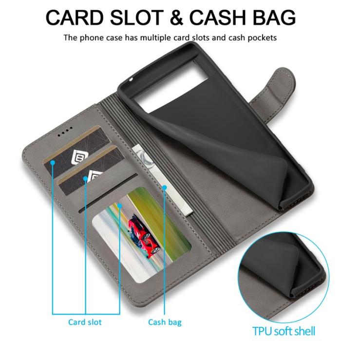 LC.imeeke - LC.IMEEKE Google Pixel 8a Plånboksfodral Konstläder - Grå