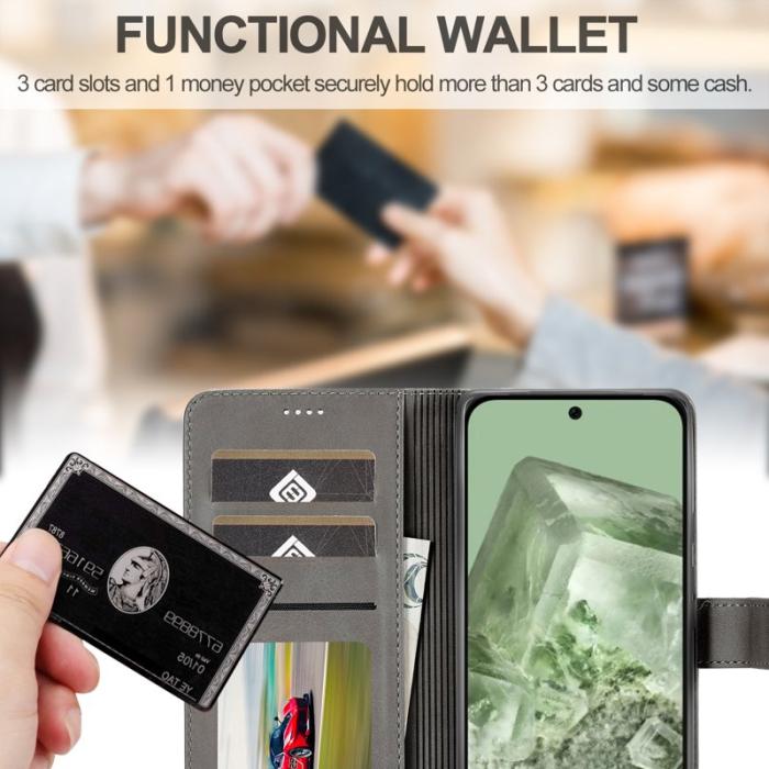 LC.imeeke - LC.IMEEKE Google Pixel 8a Plånboksfodral Konstläder - Grå