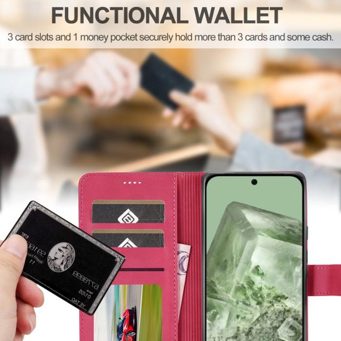 LC.imeeke - LC.IMEEKE Google Pixel 8a Plånboksfodral Konstläder - Rosa