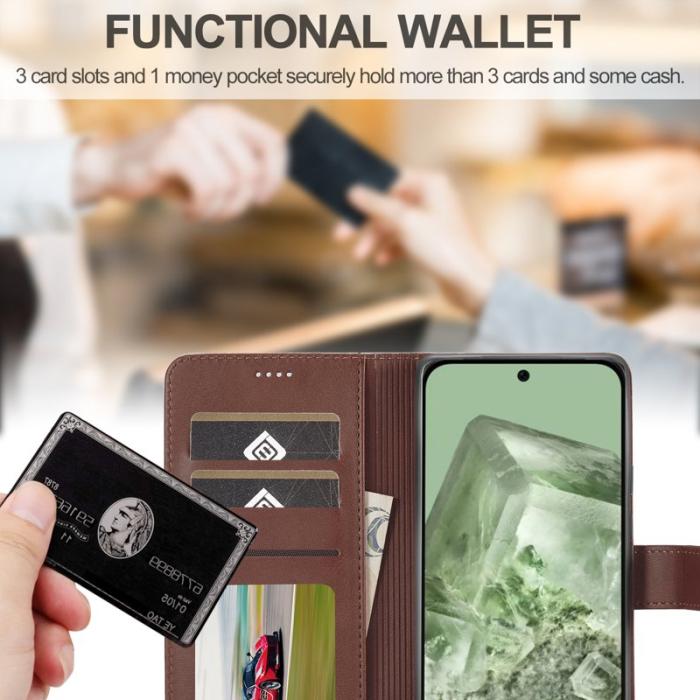 LC.imeeke - LC.IMEEKE Google Pixel 8a Plånboksfodral Konstläder - Brun