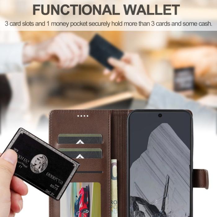 LC.imeeke - LC.IMEEKE Google Pixel 9 / 9 Pro Fodral Äkta läder - Brun