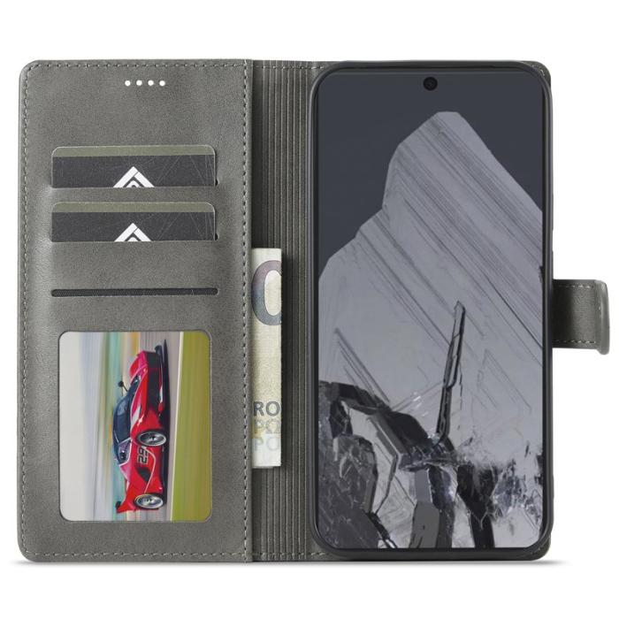 LC.imeeke - LC.IMEEKE Google Pixel 9 / 9 Pro Fodral Äkta läder - Grå