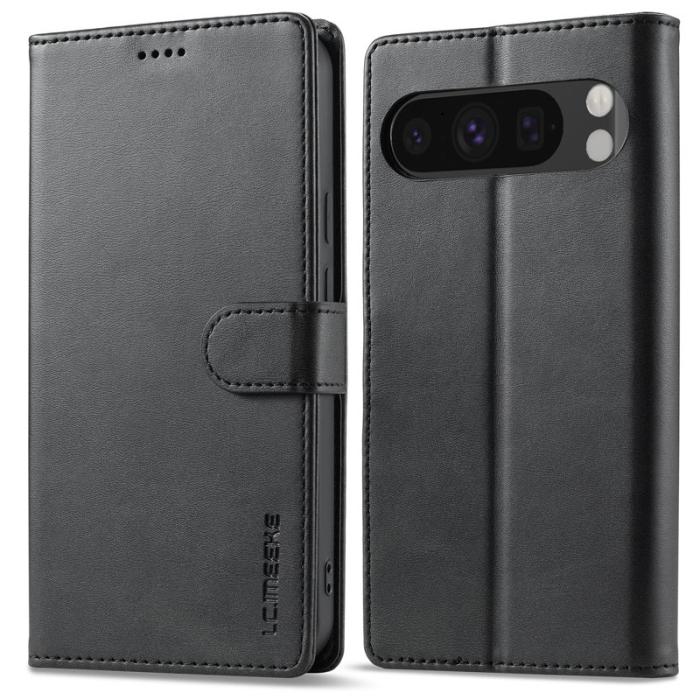 LC.imeeke - LC.IMEEKE Google Pixel 9 / 9 Pro Fodral Äkta läder - Svart