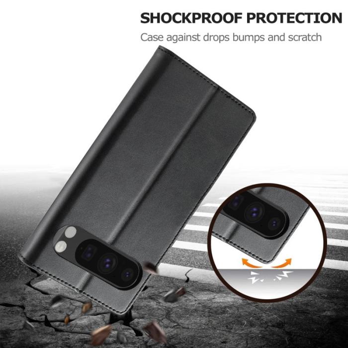 LC.imeeke - LC.IMEEKE Google Pixel 9 / 9 Pro Fodral Äkta läder - Svart