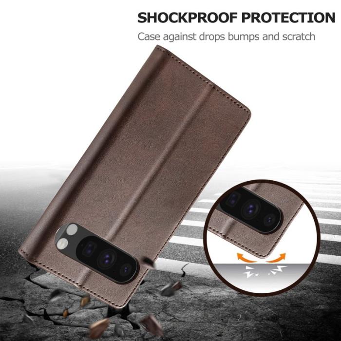 LC.imeeke - LC.IMEEKE Google Pixel 9 Pro Fodral Shockproof PU Läder - Brun