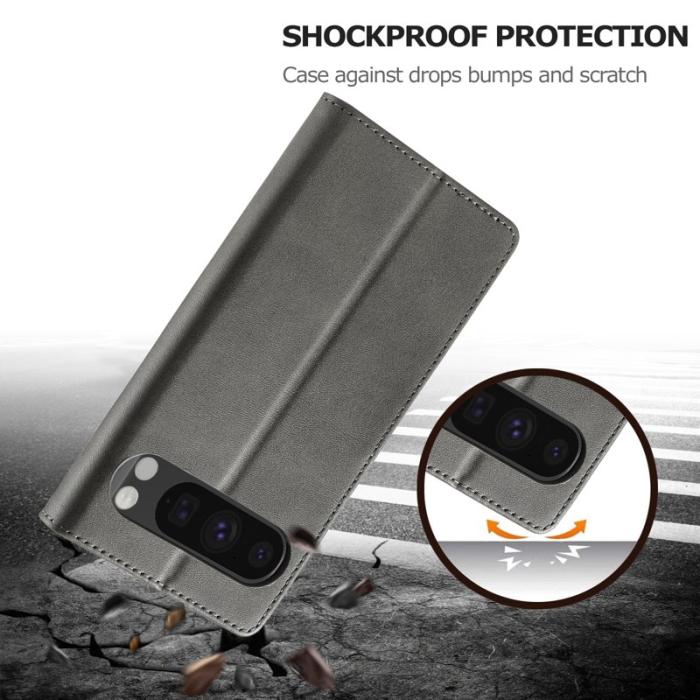 LC.imeeke - LC.IMEEKE Google Pixel 9 Pro Fodral Shockproof PU Läder - Grå