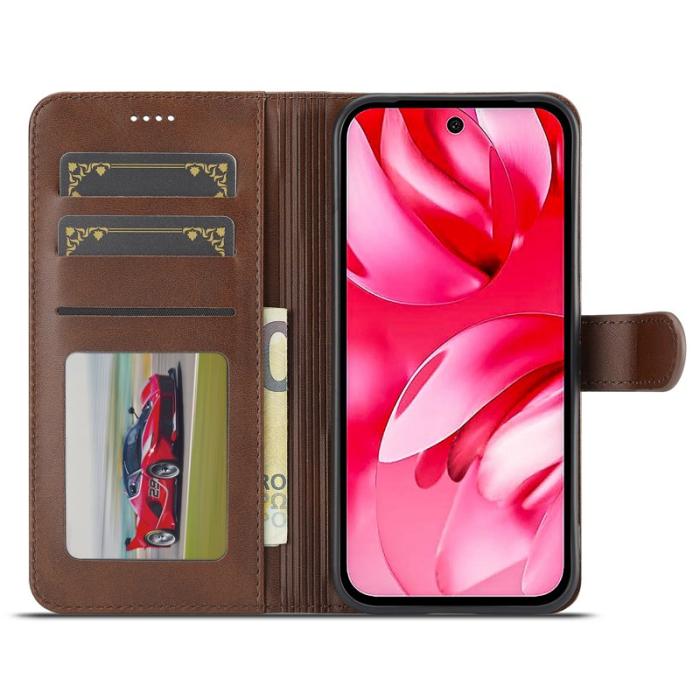 LC.imeeke - LC.IMEEKE Google Pixel 9a Fodral - Äkta läder - Brun