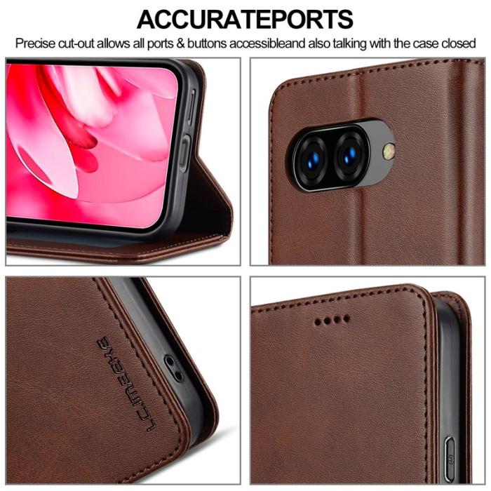 LC.imeeke - LC.IMEEKE Google Pixel 9a Fodral - Äkta läder - Brun