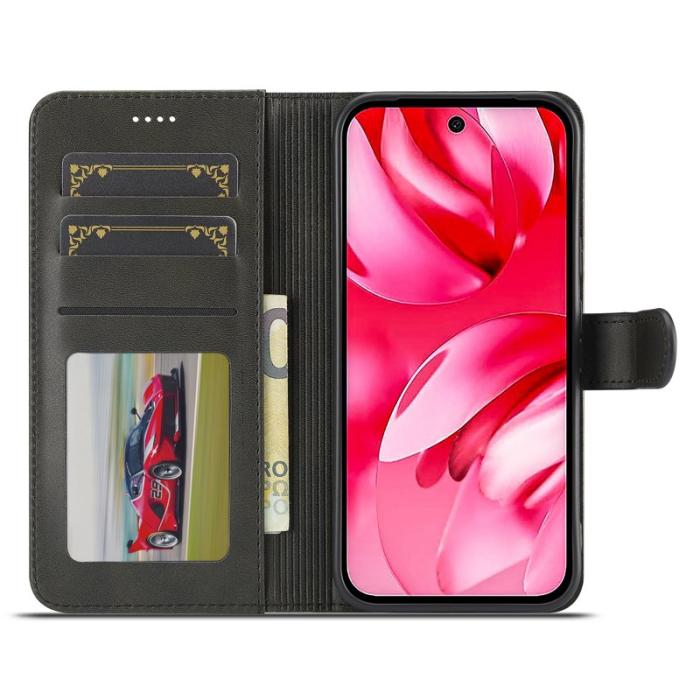 LC.imeeke - LC.IMEEKE Google Pixel 9a Fodral - Äkta läder - Svart