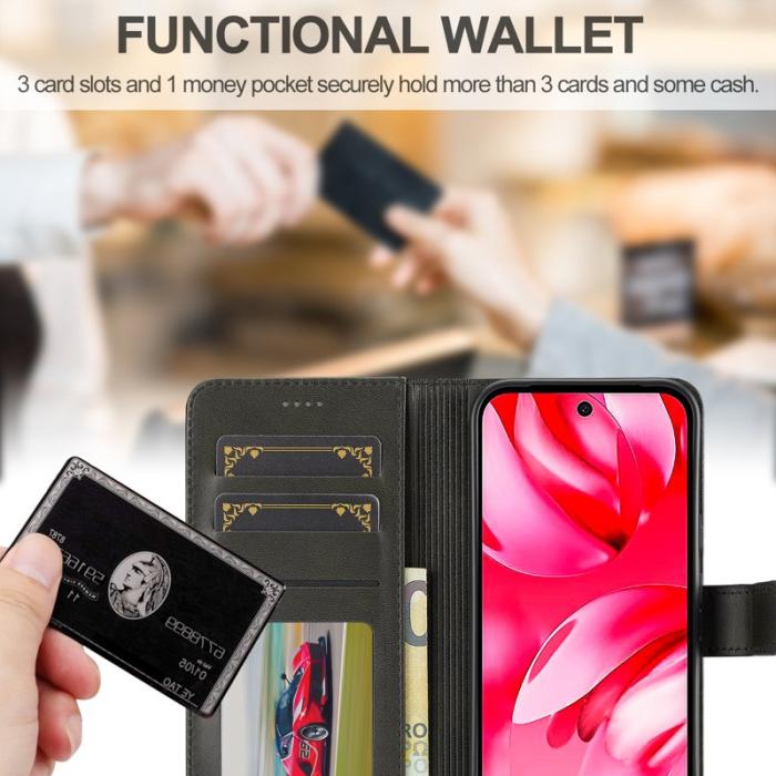 LC.imeeke - LC.IMEEKE Google Pixel 9a Fodral - Äkta läder - Svart