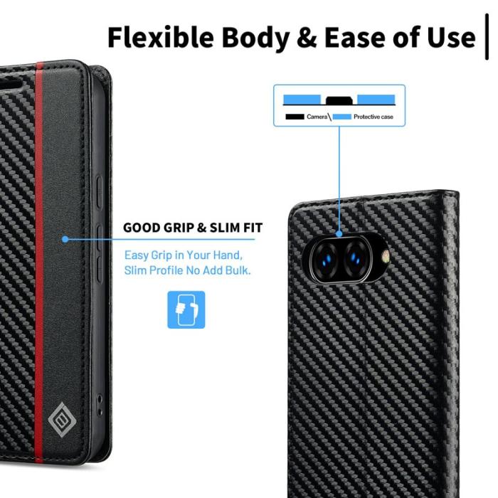 LC.imeeke - LC.IMEEKE Google Pixel 9a Fodral Äkta läder - Vit