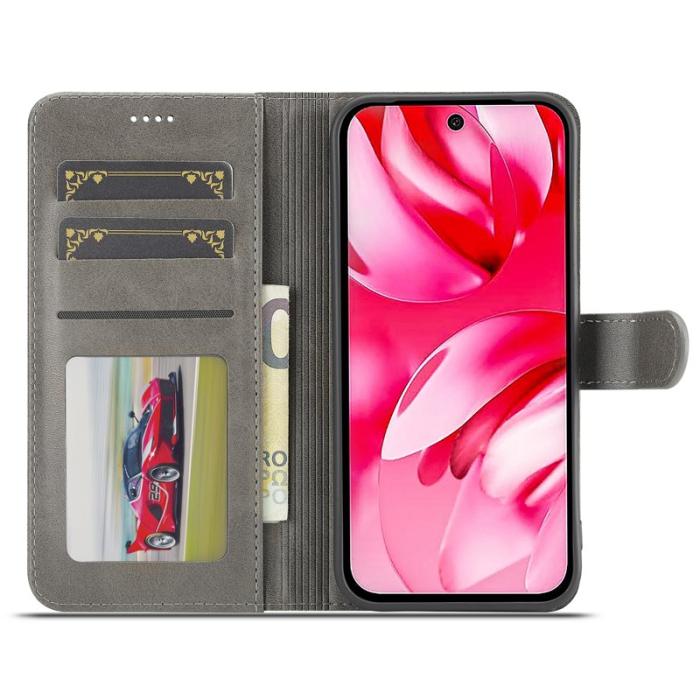 LC.imeeke - LC.IMEEKE Google Pixel 9a Fodral PU Läder - Grå