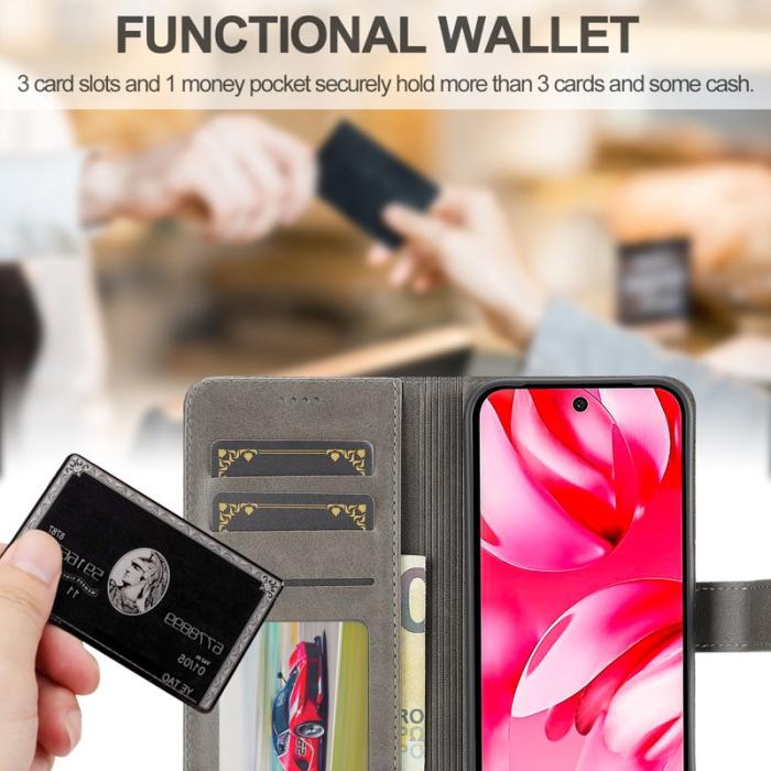 LC.imeeke - LC.IMEEKE Google Pixel 9a Fodral PU Läder - Grå