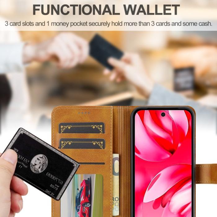 LC.imeeke - LC.IMEEKE Google Pixel 9a Fodral - PU Läder - Gul