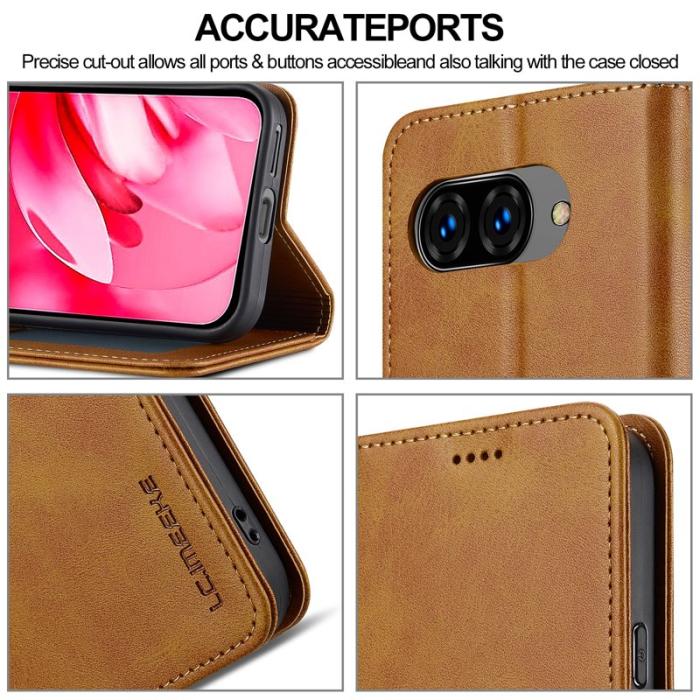 LC.imeeke - LC.IMEEKE Google Pixel 9a Fodral - PU Läder - Gul