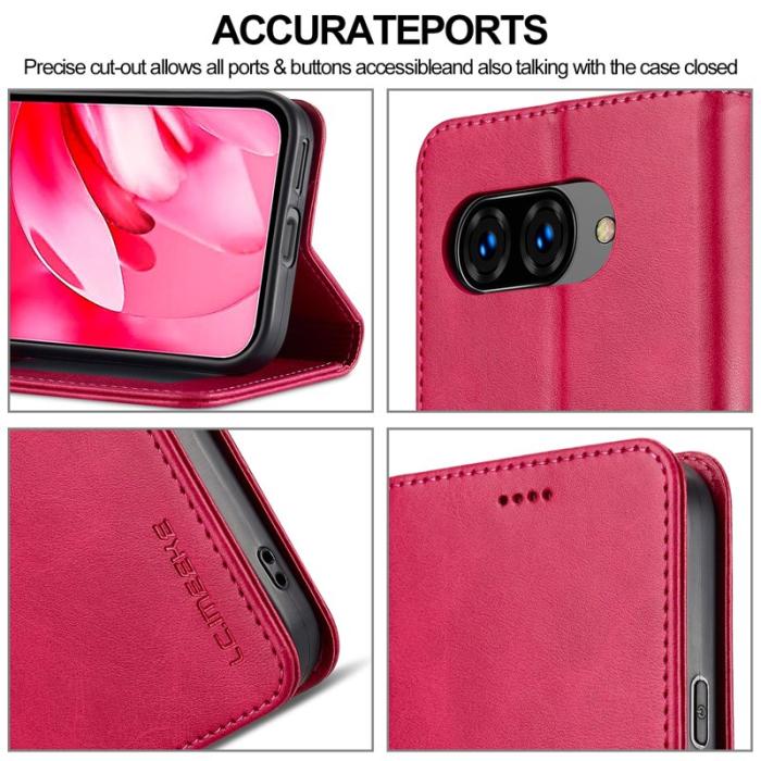 LC.imeeke - LC.IMEEKE Google Pixel 9a Fodral PU Läder - Rose