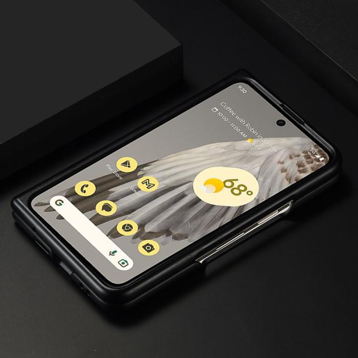 LC.imeeke - LC.IMEEKE Google Pixel Fold Fodral Äkta läder - Svart