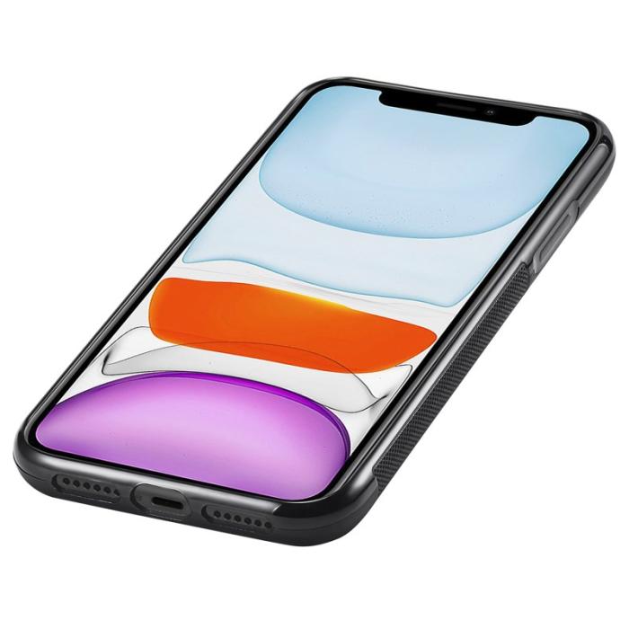 LC.imeeke - LC.IMEEKE iPhone 11 Fodral Carbon Fiber PU Läder - Svart