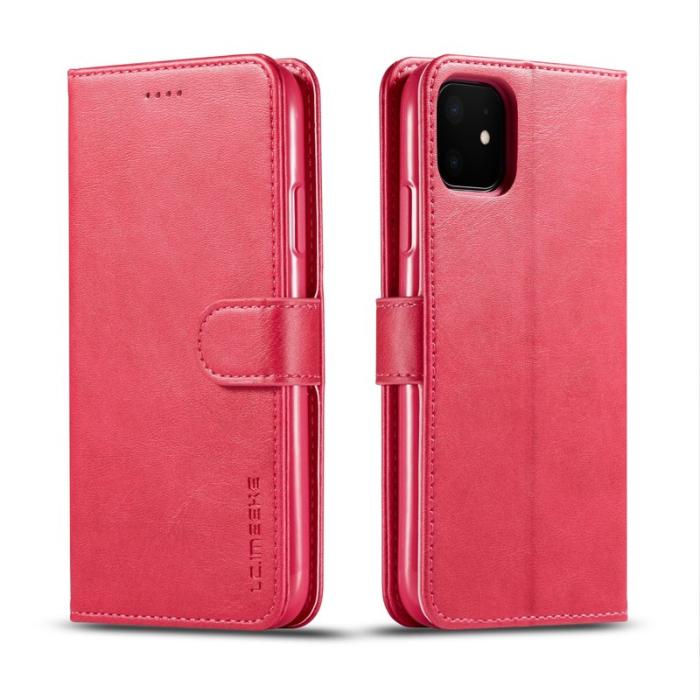 LC.imeeke - LC.imeeke iPhone 11 Fodral i PU-läder - Justerbar Ställning - Rosa