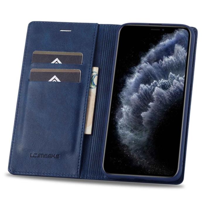 LC.imeeke - LC.IMEEKE iPhone 11 Pro Fodral Äkta läder - Blå