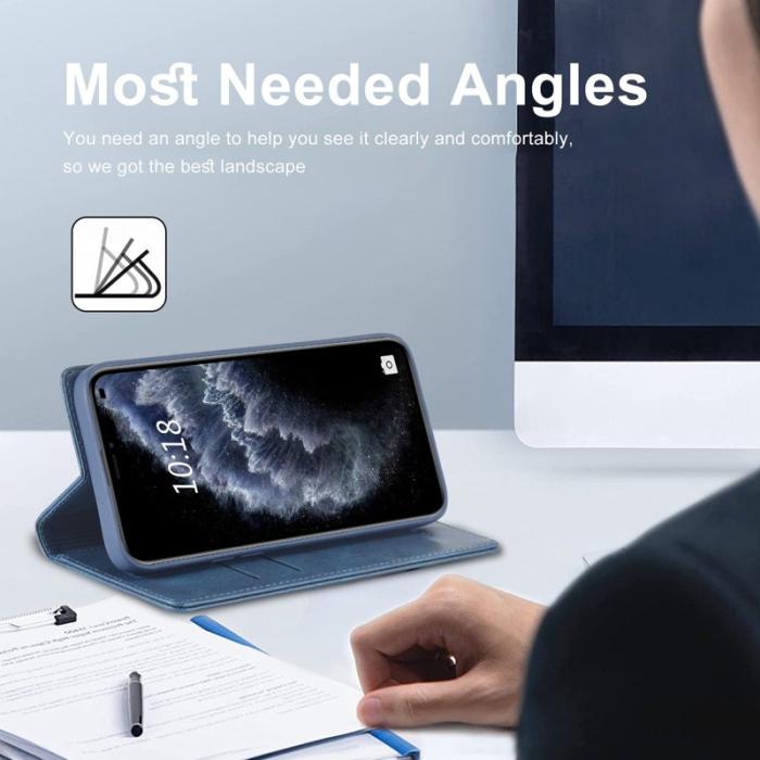 LC.imeeke - LC.IMEEKE iPhone 11 Pro Fodral Äkta läder - Blå