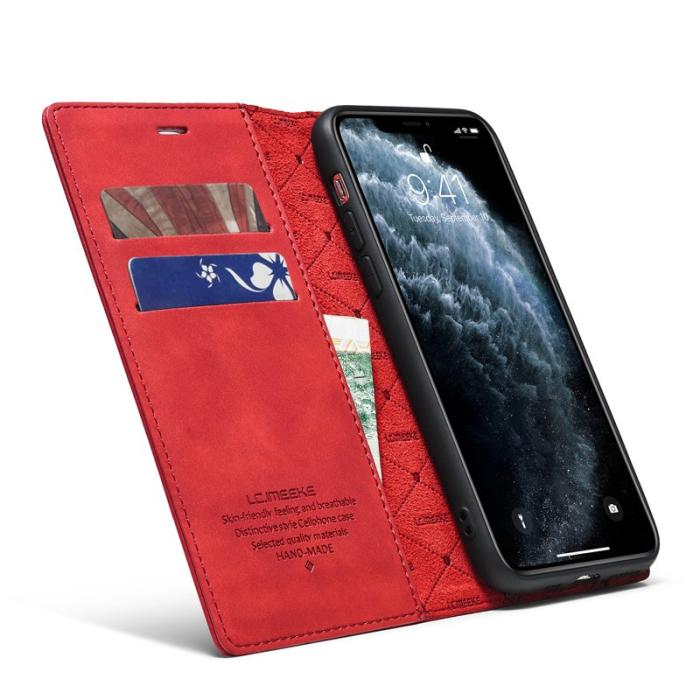 LC.imeeke - LC.IMEEKE iPhone 11 Pro Max Fodral i Äkta läder - Röd
