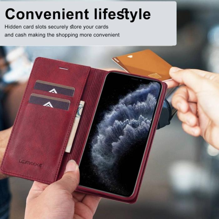 LC.imeeke - LC.IMEEKE iPhone 11 Pro Max Fodral PU Läder - Röd