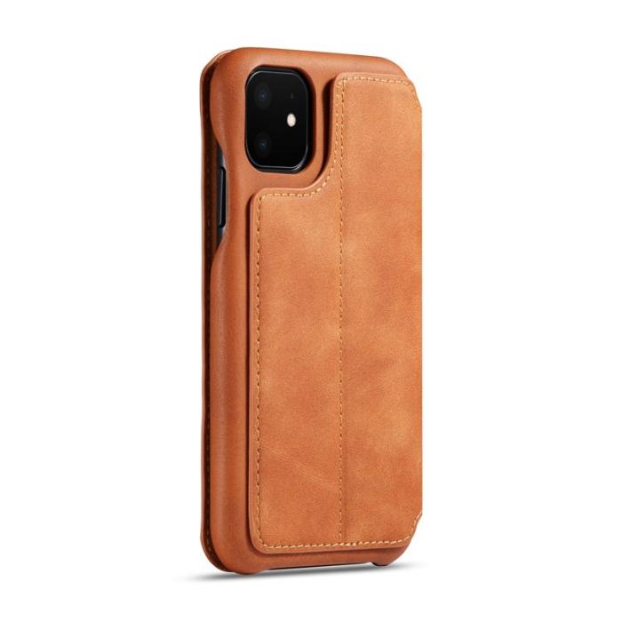 LC.imeeke - LC.IMEEKE iPhone 11 Skal Retro Stil Äkta Läder - Brun