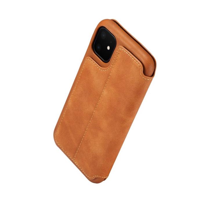 LC.imeeke - LC.IMEEKE iPhone 11 Skal Retro Stil Äkta Läder - Brun