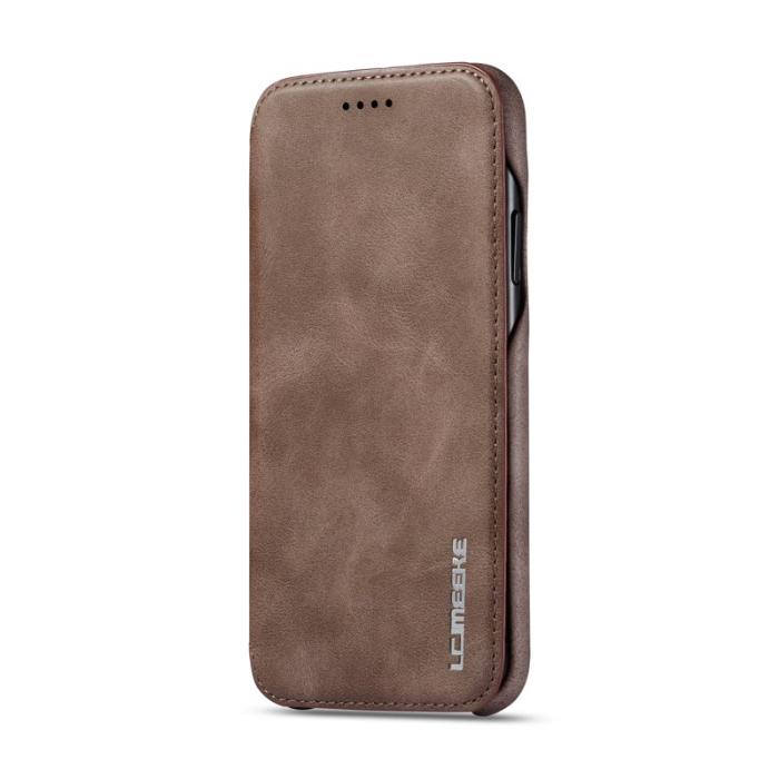 LC.imeeke - LC.IMEEKE iPhone 11 Skal Retro Stil Äkta Läder - Kaffe