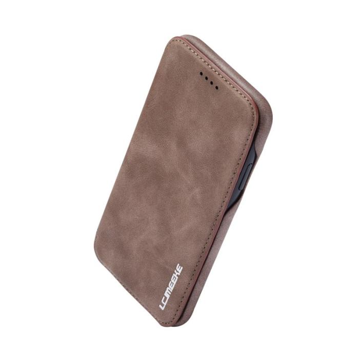 LC.imeeke - LC.IMEEKE iPhone 11 Skal Retro Stil Äkta Läder - Kaffe